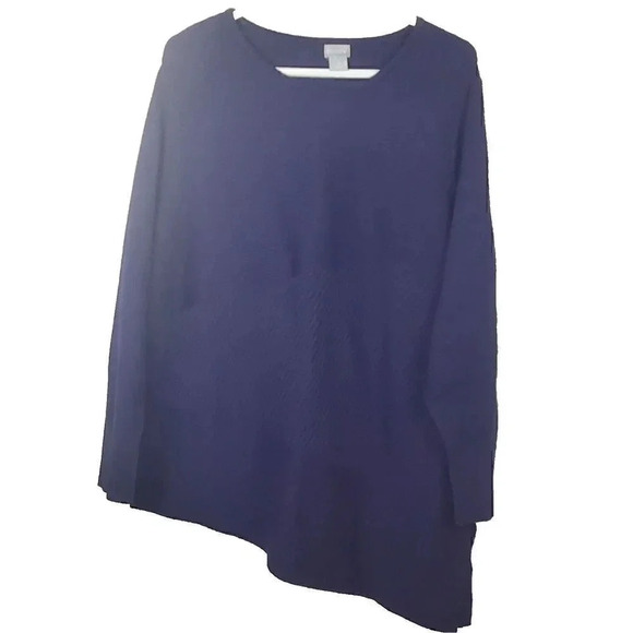 NEW Women's CHICO'S SZ‎ 3/US XL Purple Ribbed Asymmetric Hem Tunic Sweater NWT - Picture 1 of 12